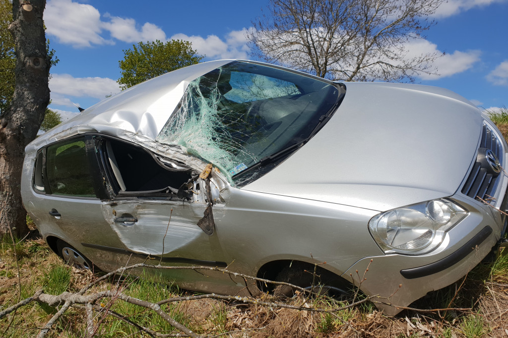 Kolizja volkswagena w pobliżu Barcina