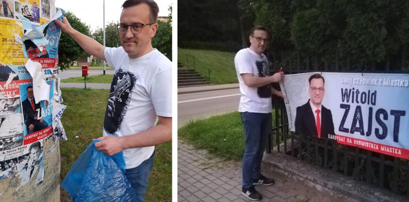 Nowy burmistrz Witold Zajst zaczął rządzenie od zerwania swoich plakatów wyborczych