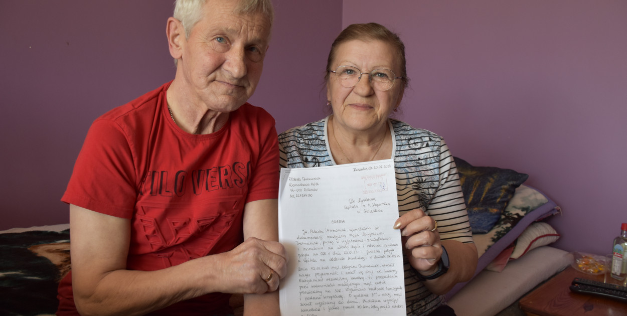 Zbigniew Furmaniak ma wielki żal do szpitala w Koszalinie. Wspiera go żona Elżbieta