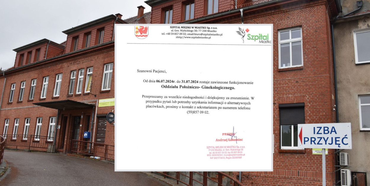 Informacja o zawieszeniu ginekologii i położnictwa od soboty 6 lipca została opublikowana tylko w aktualnościach na stronie internetowej szpitala. Niełatwo ją znaleźć 