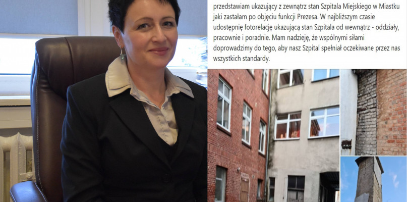 Według Czytelników prezes Alicja Łyżwińska sobotnim wpisem na FB zadziałała na szkodę Szpitala Miejskiego w Miastku