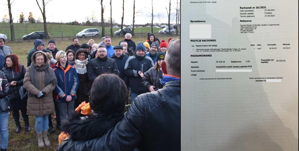 Znajomy były prezes Szpitala Miejskiego w Miastku za stworzenie strony internetowej wziął 36 500 zł. Podobno to trzykrotnie więcej niż wartość rynkowa takiego zadania. W tle kadr z pożegnania byłej prezes w Dolsku - 2022 rok
