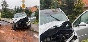 Zderzenie ciężarówki z osobowym Peugeotem
