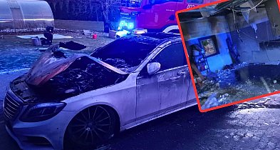Mercedes W OGNIU. Tesla uszkodzona. Pożar w Pasiece-17550