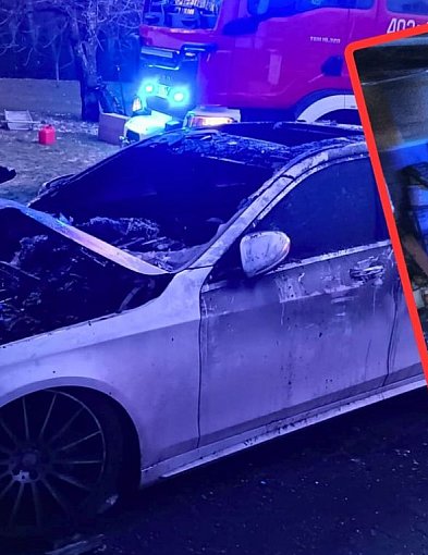 Mercedes W OGNIU. Tesla uszkodzona. Pożar w Pasiece-17550