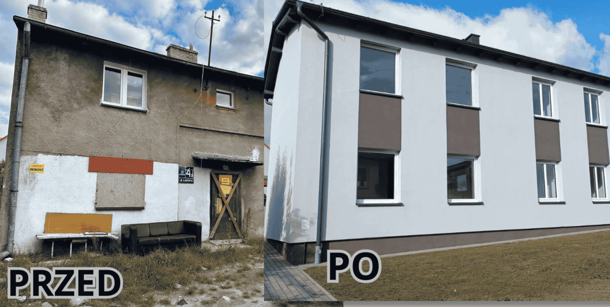 Nowe oblicze budynku przy Łąkowej. SOLIDNA realizacja firmy z Mądrzechowa
